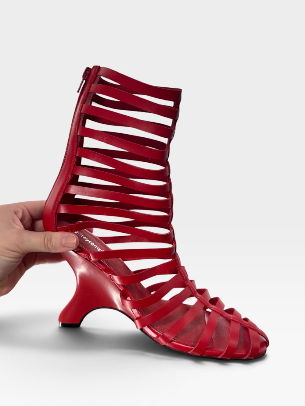 Jeffrey Campbell Santigold Sculpted Strappy High-Heel Dress Sandals 9 RED